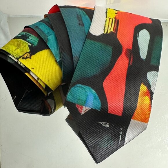 Modernist Tie Retro Designer Menswear Tie Necktie Mid Century Abstract Painting - Picture 5 of 7